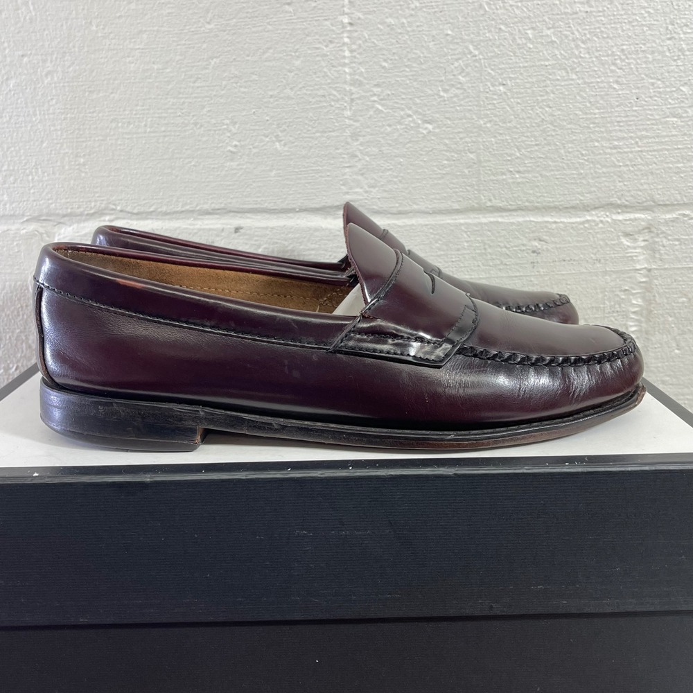 G H Bass & Co Burgundy Leather Penny Loafers Casual Slip On Mens Size 10 E
